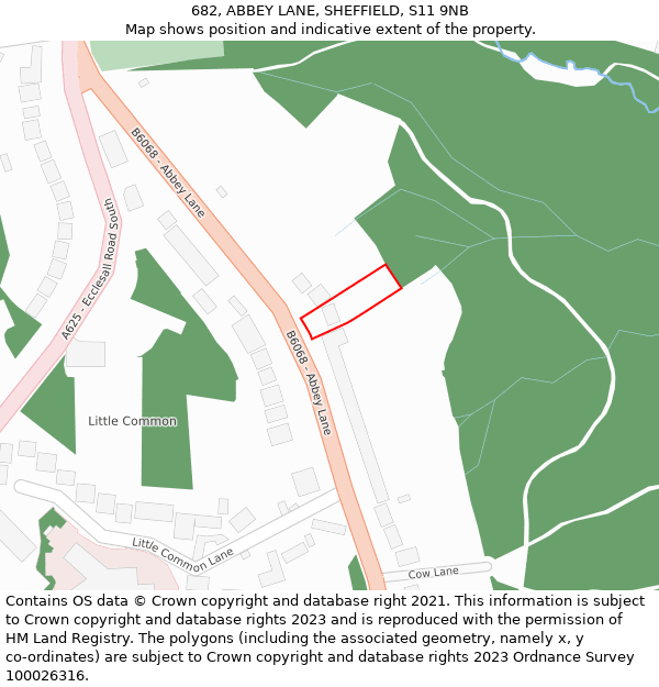 682, ABBEY LANE, SHEFFIELD, S11 9NB: Location map and indicative extent of plot