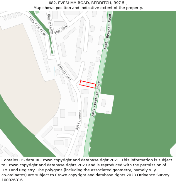 682, EVESHAM ROAD, REDDITCH, B97 5LJ: Location map and indicative extent of plot