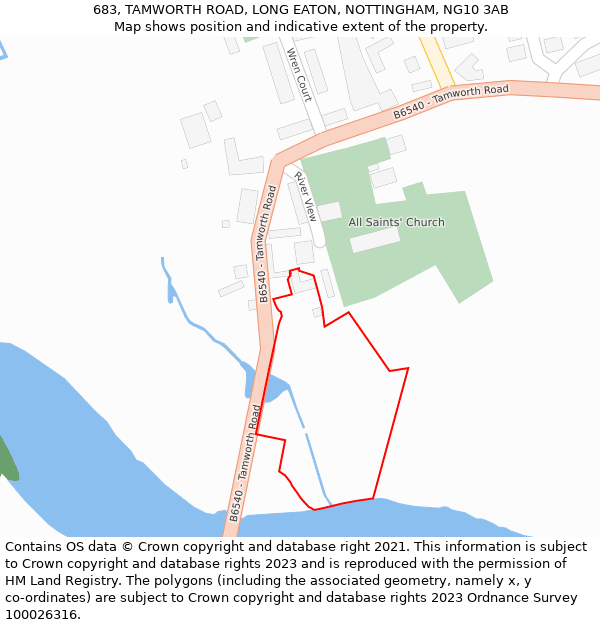 683, TAMWORTH ROAD, LONG EATON, NOTTINGHAM, NG10 3AB: Location map and indicative extent of plot