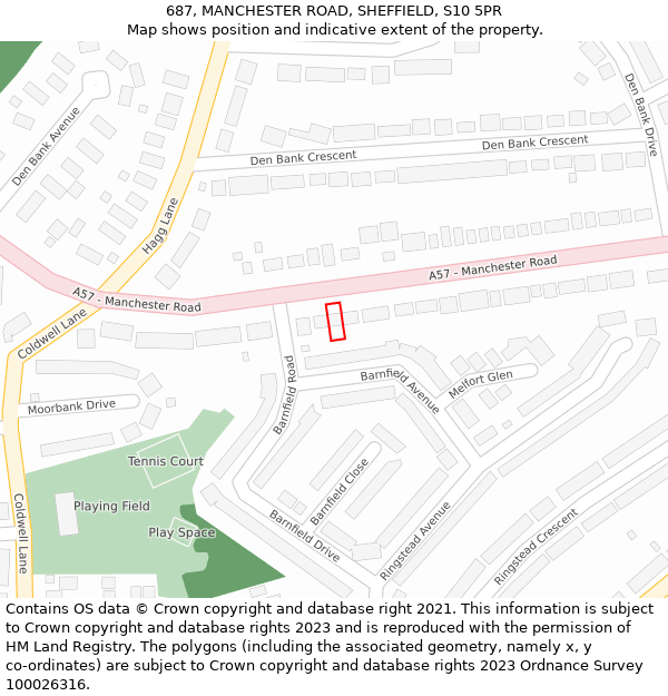 687, MANCHESTER ROAD, SHEFFIELD, S10 5PR: Location map and indicative extent of plot