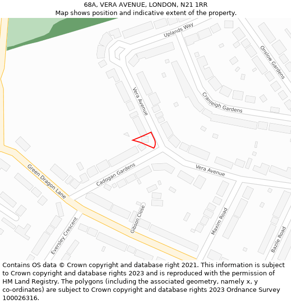 68A, VERA AVENUE, LONDON, N21 1RR: Location map and indicative extent of plot