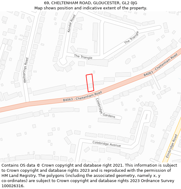 69, CHELTENHAM ROAD, GLOUCESTER, GL2 0JG: Location map and indicative extent of plot