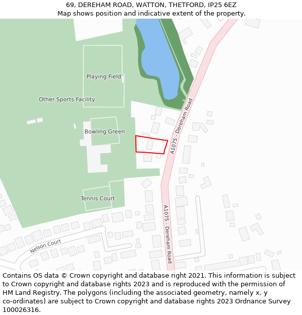 69, DEREHAM ROAD, WATTON, THETFORD, IP25 6EZ: Location map and indicative extent of plot
