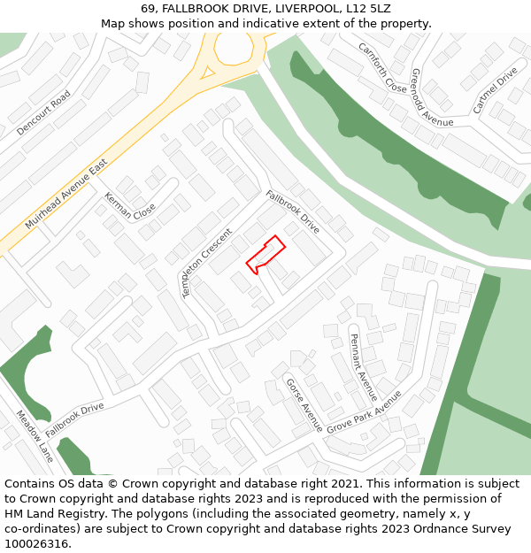 69, FALLBROOK DRIVE, LIVERPOOL, L12 5LZ: Location map and indicative extent of plot