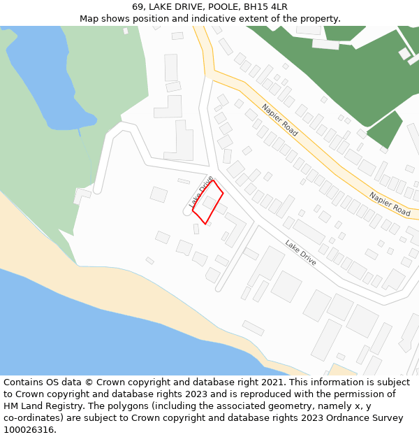 69, LAKE DRIVE, POOLE, BH15 4LR: Location map and indicative extent of plot
