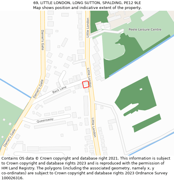 69, LITTLE LONDON, LONG SUTTON, SPALDING, PE12 9LE: Location map and indicative extent of plot