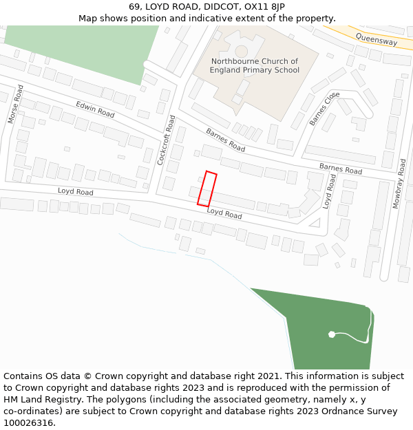 69, LOYD ROAD, DIDCOT, OX11 8JP: Location map and indicative extent of plot