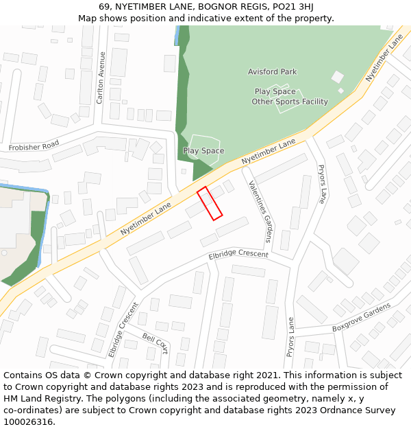 69, NYETIMBER LANE, BOGNOR REGIS, PO21 3HJ: Location map and indicative extent of plot