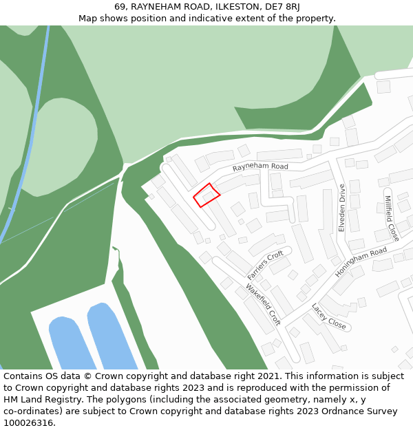 69, RAYNEHAM ROAD, ILKESTON, DE7 8RJ: Location map and indicative extent of plot