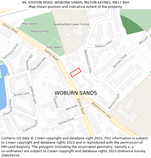 69, STATION ROAD, WOBURN SANDS, MILTON KEYNES, MK17 8SH: Location map and indicative extent of plot