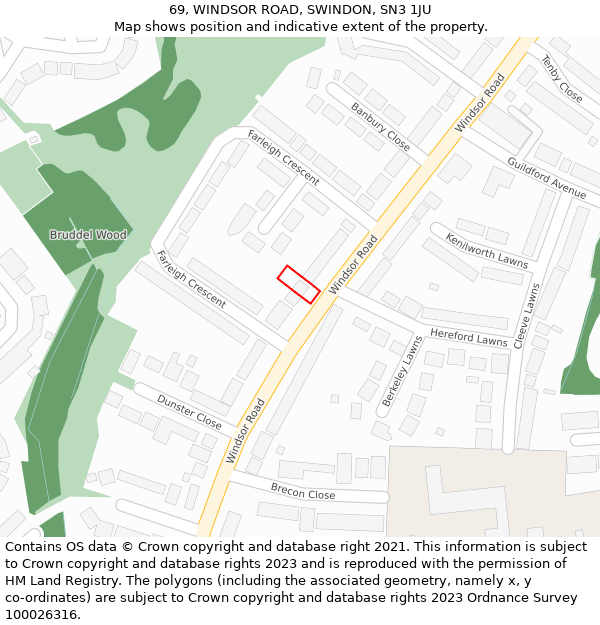 69, WINDSOR ROAD, SWINDON, SN3 1JU: Location map and indicative extent of plot