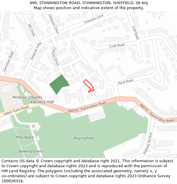 690, STANNINGTON ROAD, STANNINGTON, SHEFFIELD, S6 6AJ: Location map and indicative extent of plot