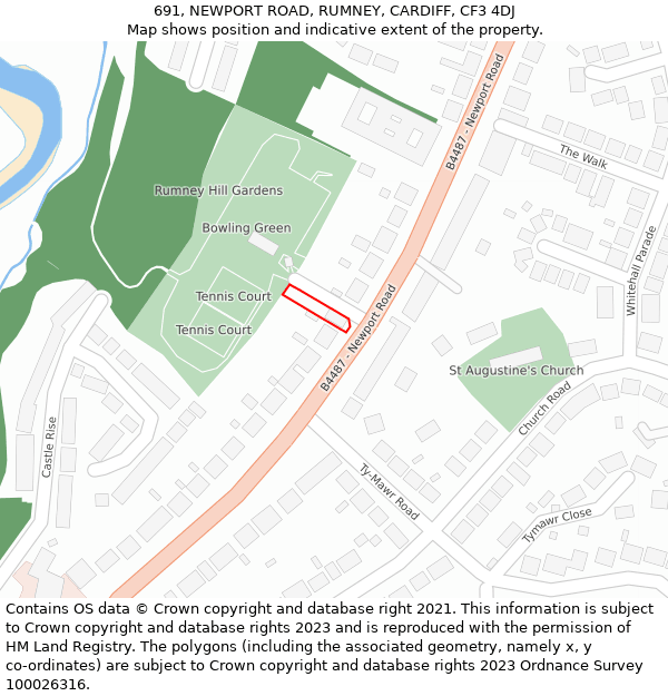 691, NEWPORT ROAD, RUMNEY, CARDIFF, CF3 4DJ: Location map and indicative extent of plot