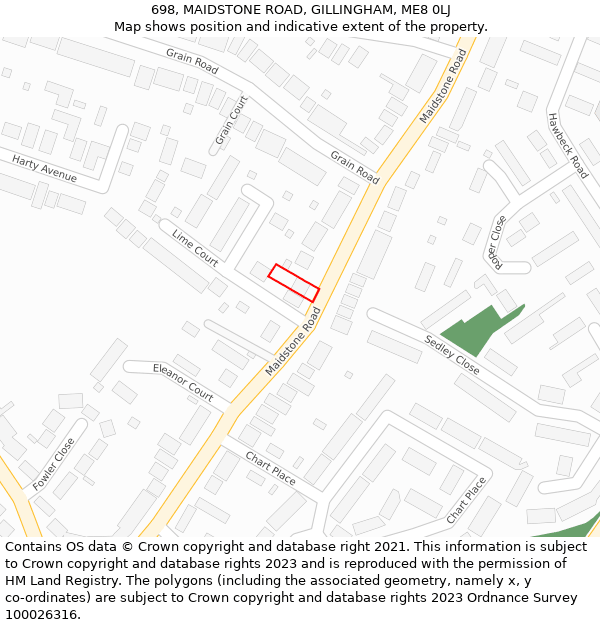 698, MAIDSTONE ROAD, GILLINGHAM, ME8 0LJ: Location map and indicative extent of plot