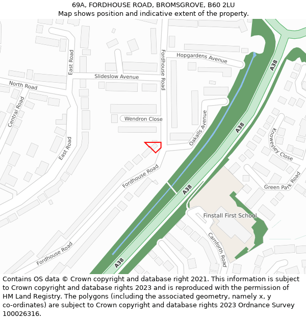 69A, FORDHOUSE ROAD, BROMSGROVE, B60 2LU: Location map and indicative extent of plot