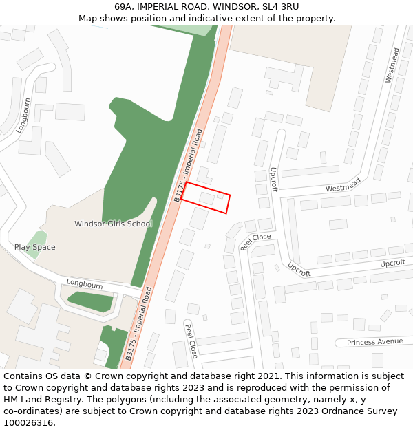 69A, IMPERIAL ROAD, WINDSOR, SL4 3RU: Location map and indicative extent of plot