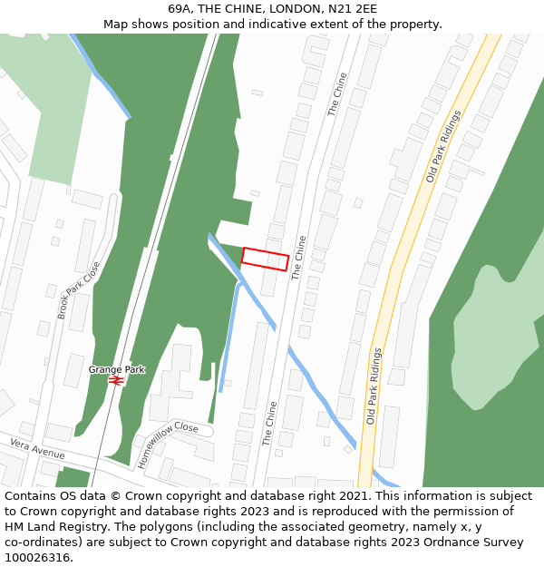 69A, THE CHINE, LONDON, N21 2EE: Location map and indicative extent of plot