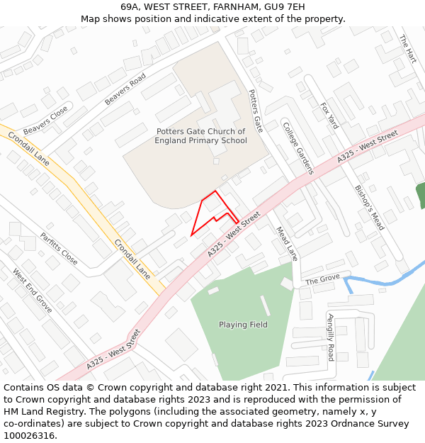 69A, WEST STREET, FARNHAM, GU9 7EH: Location map and indicative extent of plot