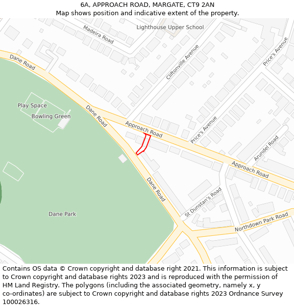 6A, APPROACH ROAD, MARGATE, CT9 2AN: Location map and indicative extent of plot