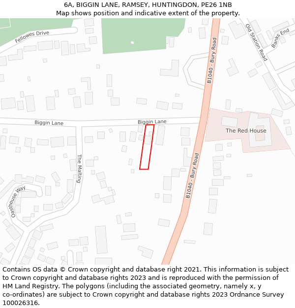 6A, BIGGIN LANE, RAMSEY, HUNTINGDON, PE26 1NB: Location map and indicative extent of plot