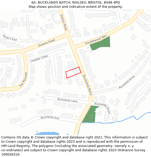 6A, BUCKLANDS BATCH, NAILSEA, BRISTOL, BS48 4PQ: Location map and indicative extent of plot