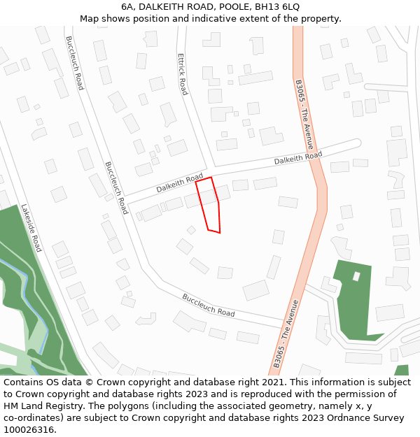 6A, DALKEITH ROAD, POOLE, BH13 6LQ: Location map and indicative extent of plot