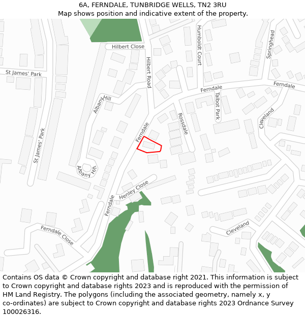6A, FERNDALE, TUNBRIDGE WELLS, TN2 3RU: Location map and indicative extent of plot