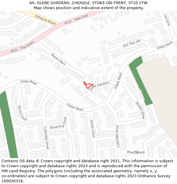 6A, GLEBE GARDENS, CHEADLE, STOKE-ON-TRENT, ST10 1YW: Location map and indicative extent of plot