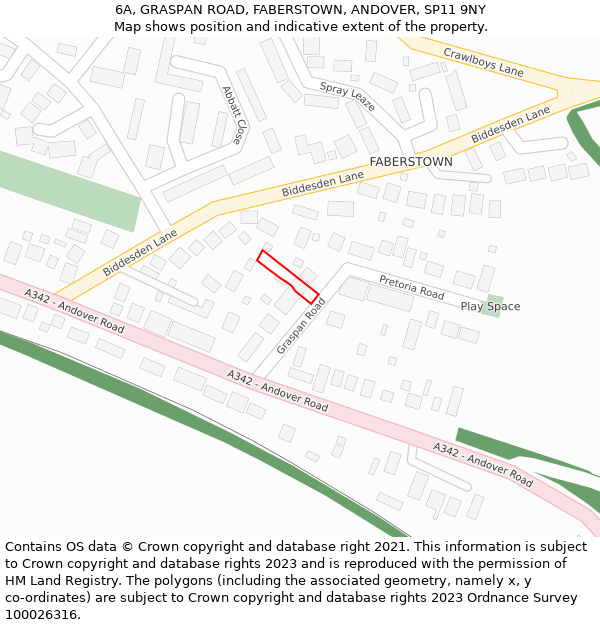 6A, GRASPAN ROAD, FABERSTOWN, ANDOVER, SP11 9NY: Location map and indicative extent of plot