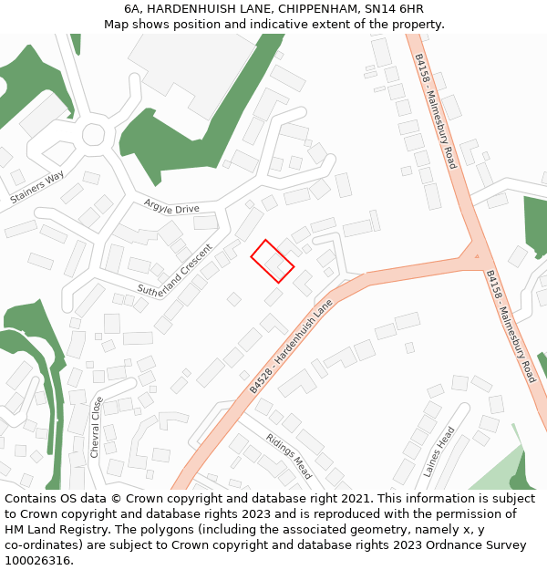 6A, HARDENHUISH LANE, CHIPPENHAM, SN14 6HR: Location map and indicative extent of plot