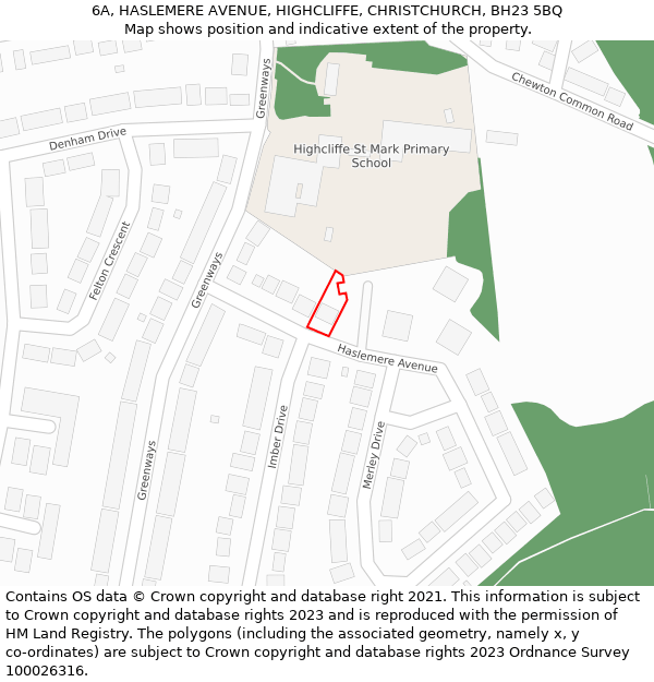 6A, HASLEMERE AVENUE, HIGHCLIFFE, CHRISTCHURCH, BH23 5BQ: Location map and indicative extent of plot
