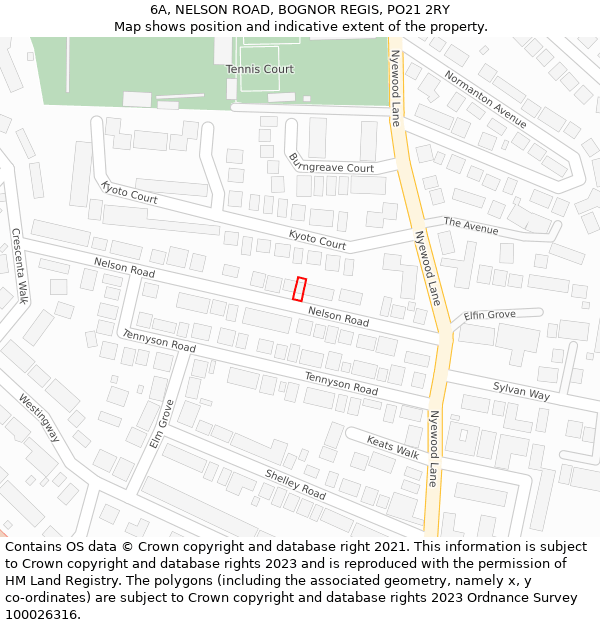 6A, NELSON ROAD, BOGNOR REGIS, PO21 2RY: Location map and indicative extent of plot