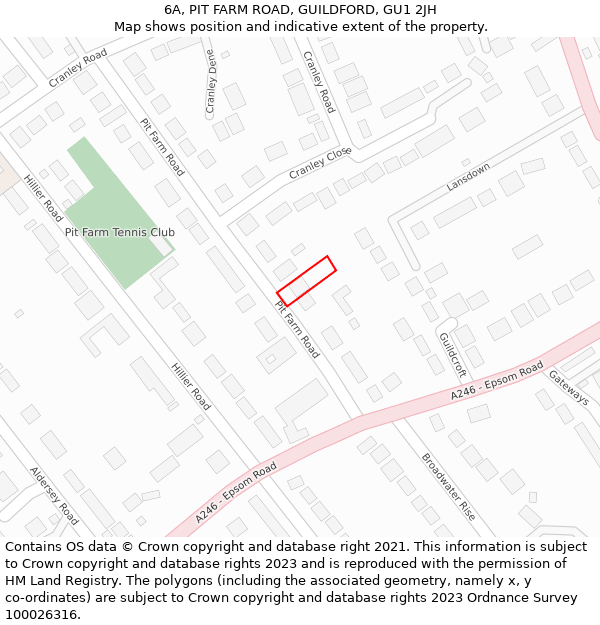 6A, PIT FARM ROAD, GUILDFORD, GU1 2JH: Location map and indicative extent of plot