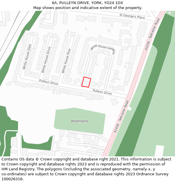 6A, PULLEYN DRIVE, YORK, YO24 1DX: Location map and indicative extent of plot