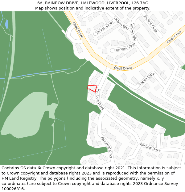 6A, RAINBOW DRIVE, HALEWOOD, LIVERPOOL, L26 7AG: Location map and indicative extent of plot