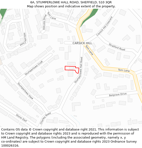 6A, STUMPERLOWE HALL ROAD, SHEFFIELD, S10 3QR: Location map and indicative extent of plot