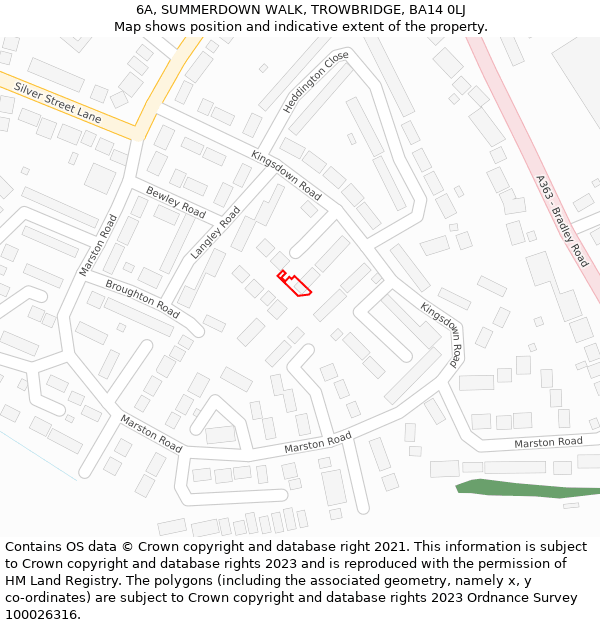 6A, SUMMERDOWN WALK, TROWBRIDGE, BA14 0LJ: Location map and indicative extent of plot