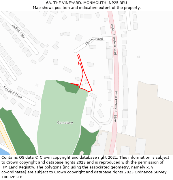 6A, THE VINEYARD, MONMOUTH, NP25 3PU: Location map and indicative extent of plot