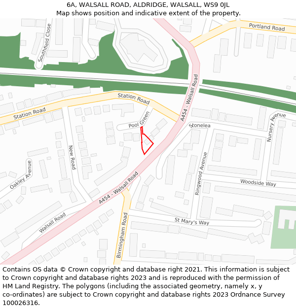 6A, WALSALL ROAD, ALDRIDGE, WALSALL, WS9 0JL: Location map and indicative extent of plot