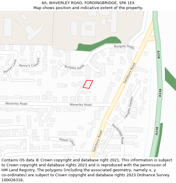 6A, WAVERLEY ROAD, FORDINGBRIDGE, SP6 1EX: Location map and indicative extent of plot