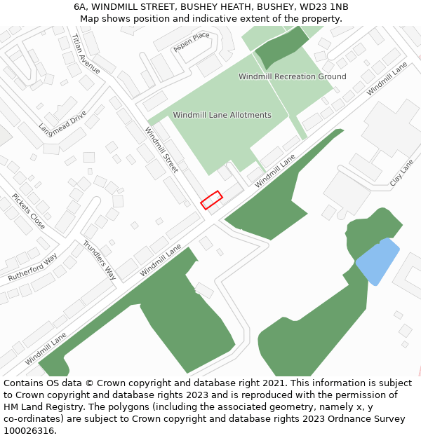 6A, WINDMILL STREET, BUSHEY HEATH, BUSHEY, WD23 1NB: Location map and indicative extent of plot