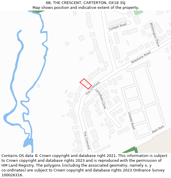 6B, THE CRESCENT, CARTERTON, OX18 3SJ: Location map and indicative extent of plot