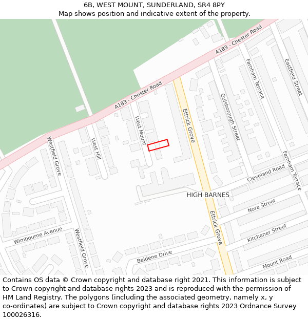 6B, WEST MOUNT, SUNDERLAND, SR4 8PY: Location map and indicative extent of plot