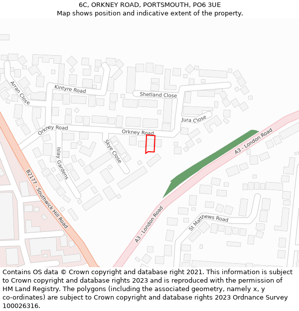 6C, ORKNEY ROAD, PORTSMOUTH, PO6 3UE: Location map and indicative extent of plot