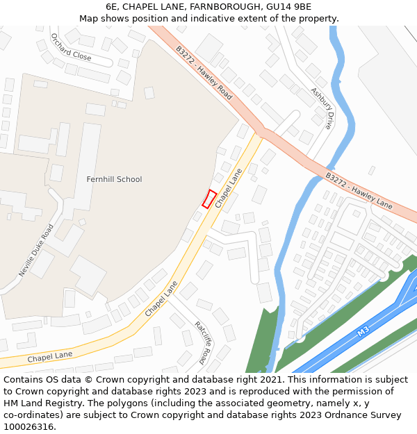 6E, CHAPEL LANE, FARNBOROUGH, GU14 9BE: Location map and indicative extent of plot