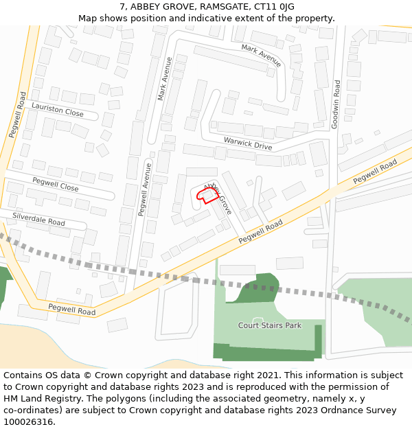 7, ABBEY GROVE, RAMSGATE, CT11 0JG: Location map and indicative extent of plot