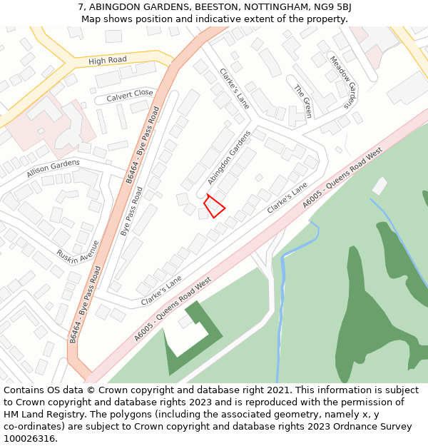 7, ABINGDON GARDENS, BEESTON, NOTTINGHAM, NG9 5BJ: Location map and indicative extent of plot