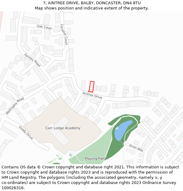 7, AINTREE DRIVE, BALBY, DONCASTER, DN4 8TU: Location map and indicative extent of plot