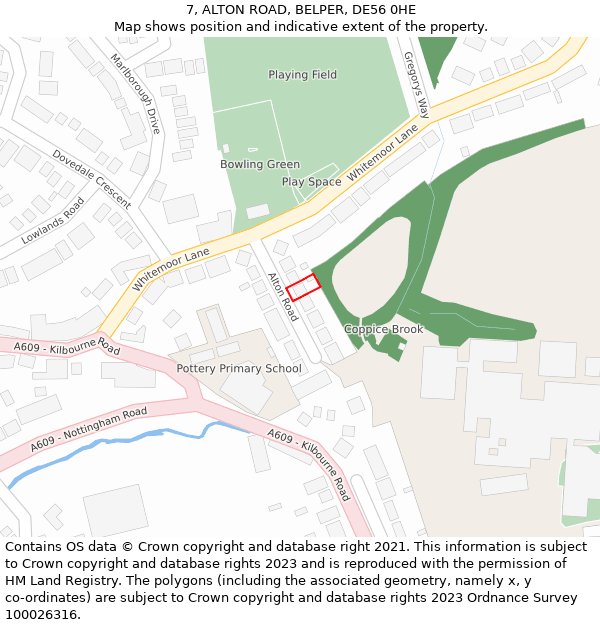 7, ALTON ROAD, BELPER, DE56 0HE: Location map and indicative extent of plot