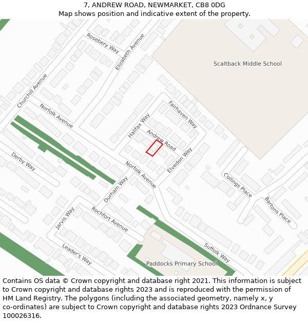 7, ANDREW ROAD, NEWMARKET, CB8 0DG: Location map and indicative extent of plot